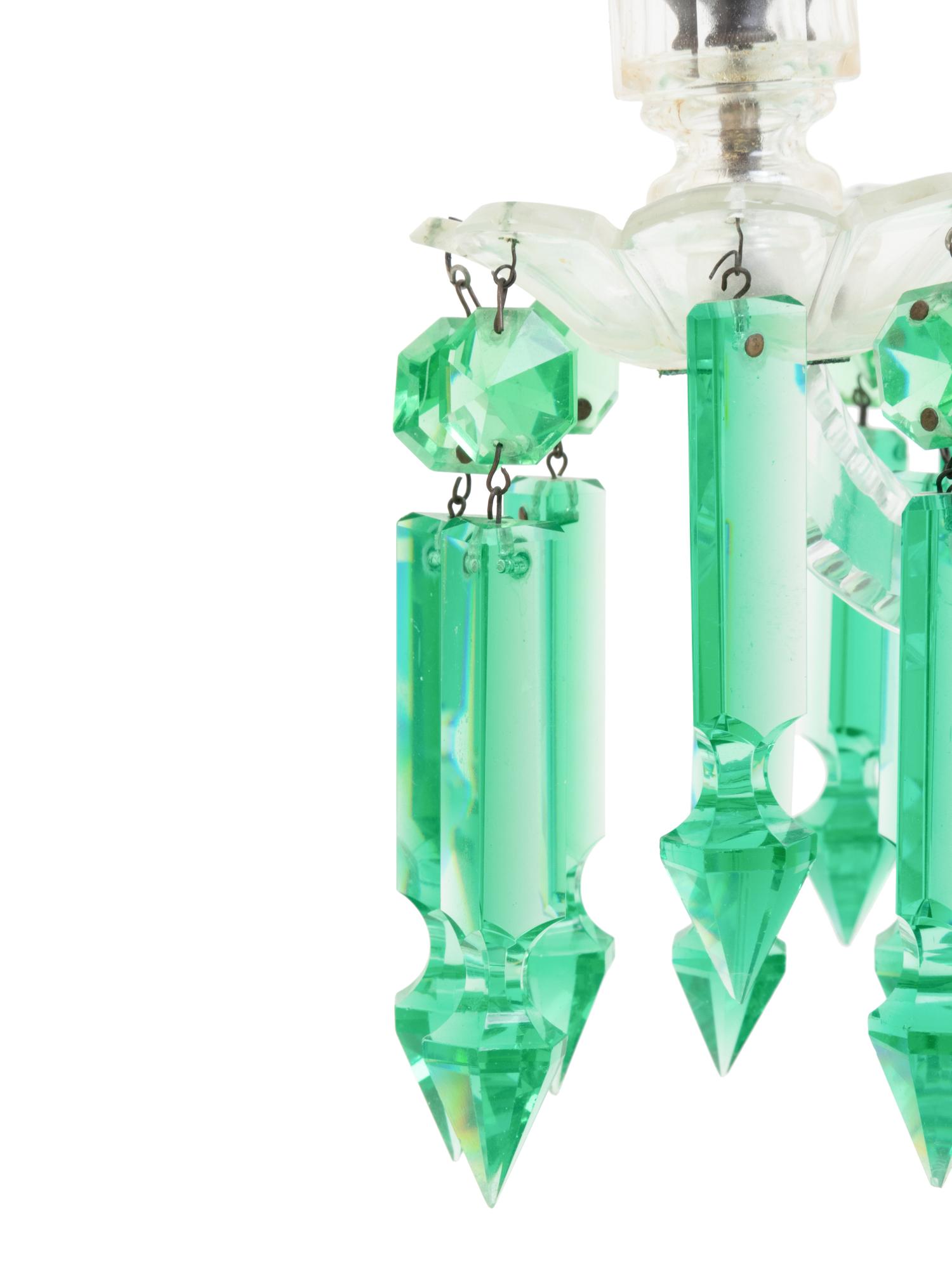 A Waterford Cut and Colored Glass Five Light Candelabra