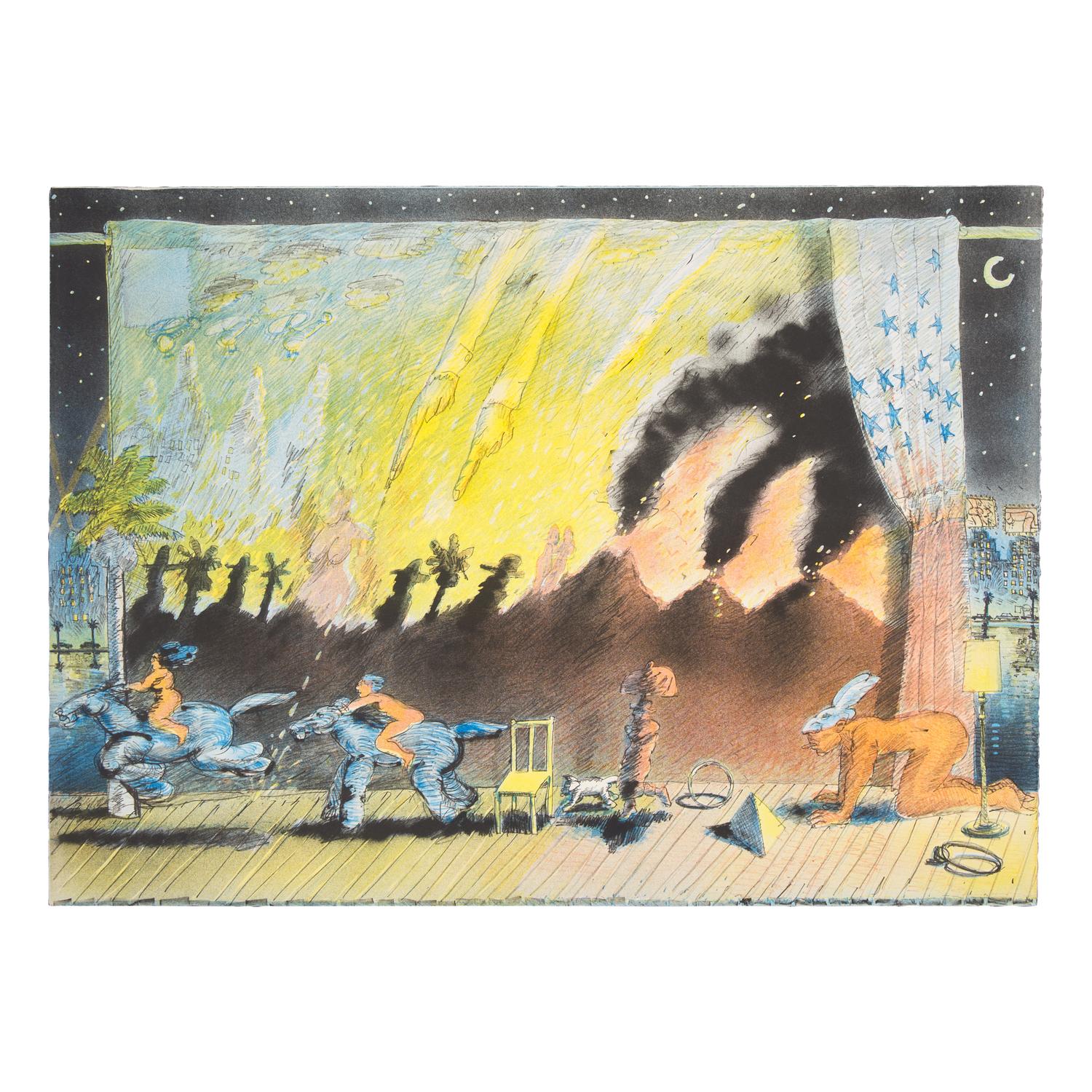 Carlos Almaraz (American/Mexican, 1941–1989) — Night Theater, 1982 (three proofs)