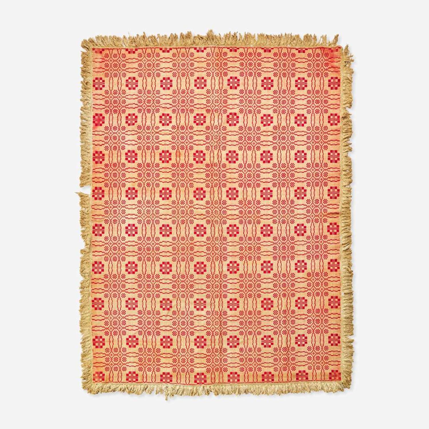 An assorted collection of five woven wool coverlets and one quilt; 19th century