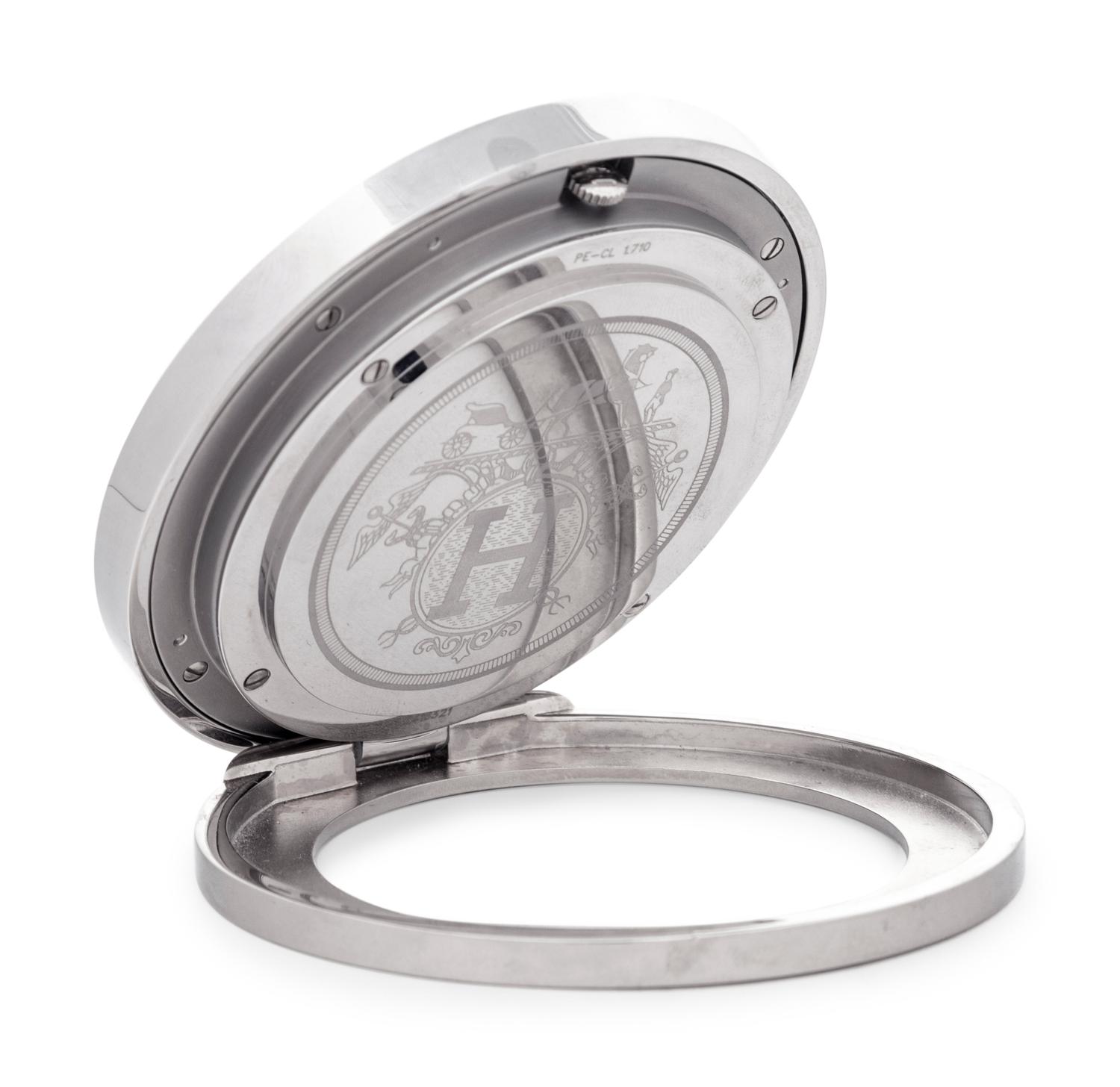An Hermès Silver-Plate Desk Clock