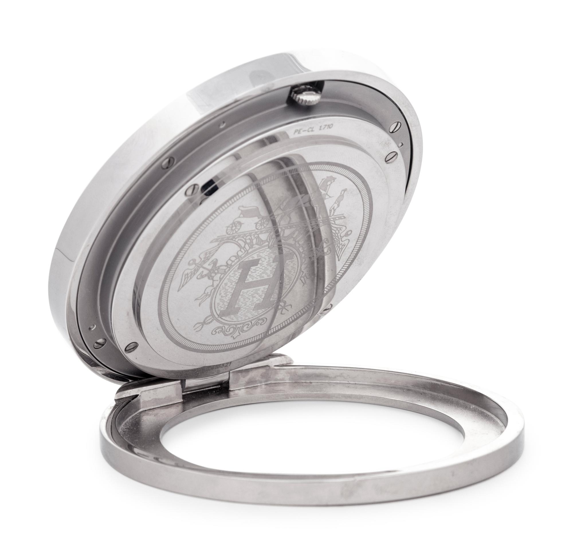 An Hermès Silver-Plate Desk Clock