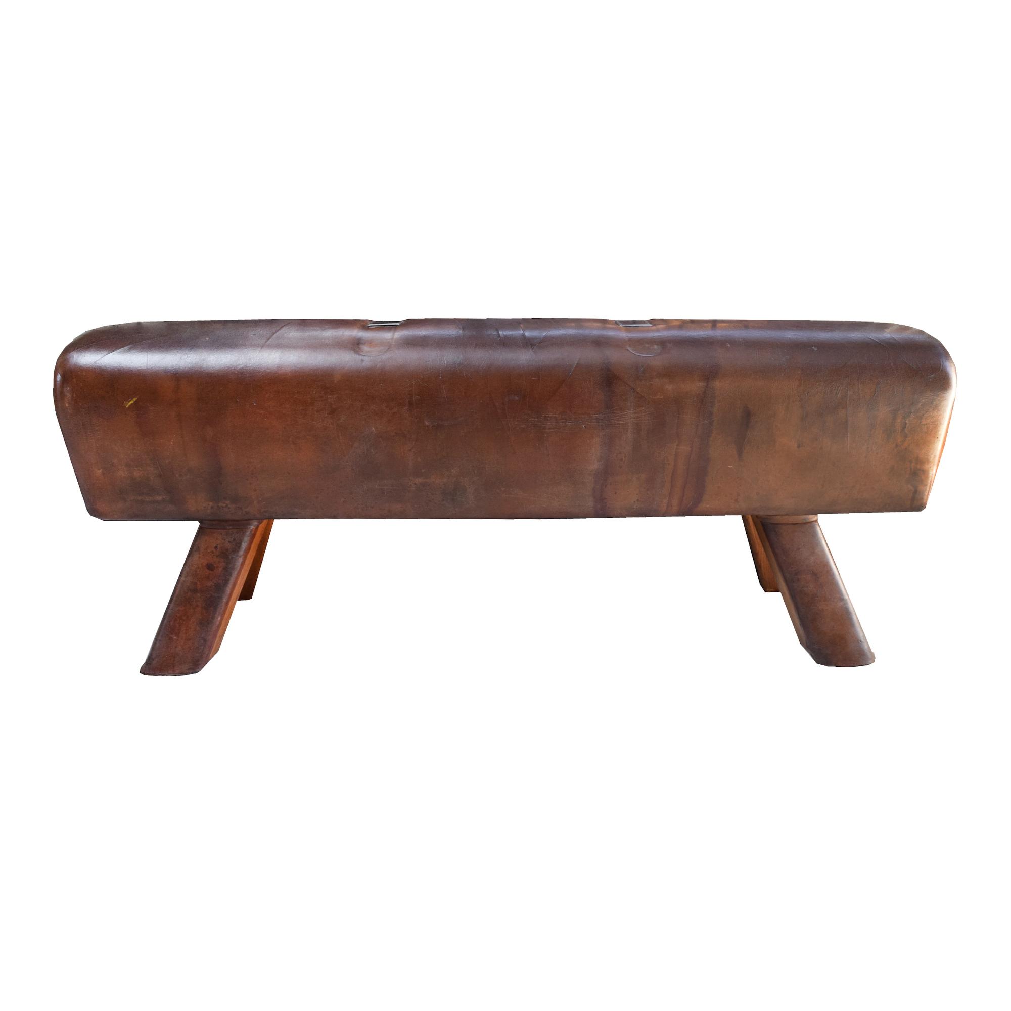 A Leather Pommel Horse Bench 63.5" W x 13" D x 23" H — Czech Republic, Circa 1920
