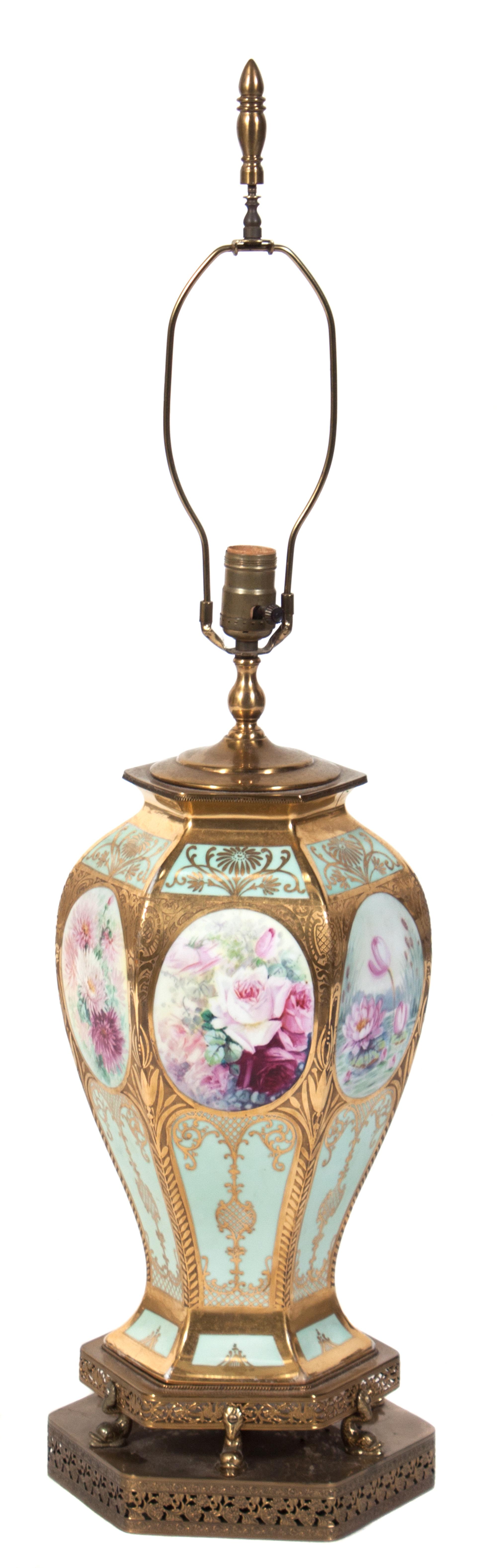 A Porcelain Lamp Height 36 inches.