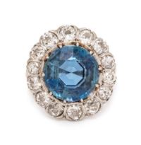 A Platinum, Aquamarine and Diamond Ring, 3.85 dwts.