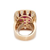 YELLOW GOLD, RUBELLITE TOURMALINE AND DIAMOND RING