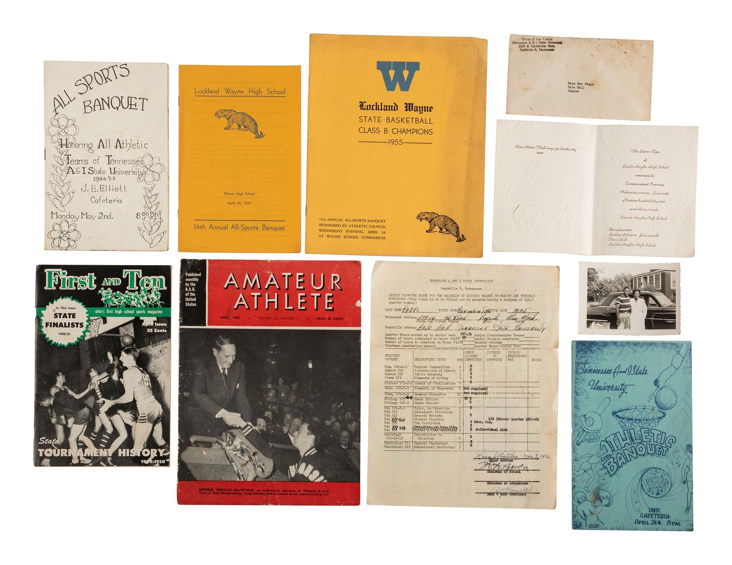 [AFRICAN AMERICANA - SPORTS]. Archive identified to "Mae" Faggs Starr, "The First Lady of Track" and three-time Olympic athlete, incl. inscribed programs from the 1952 Helsinki Olympics and related ephemera.