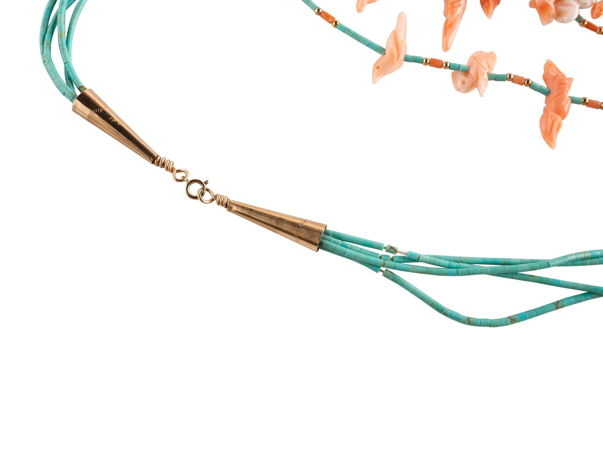 Zuni Multi-strand Fetishe Necklace, with Gold Findings, PLUS Screwback Earrings