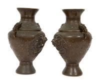 A Pair of Japanese Bronze Vases