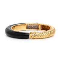 Pair of Enamel, Diamond, and Yellow Gold Bangle Bracelets