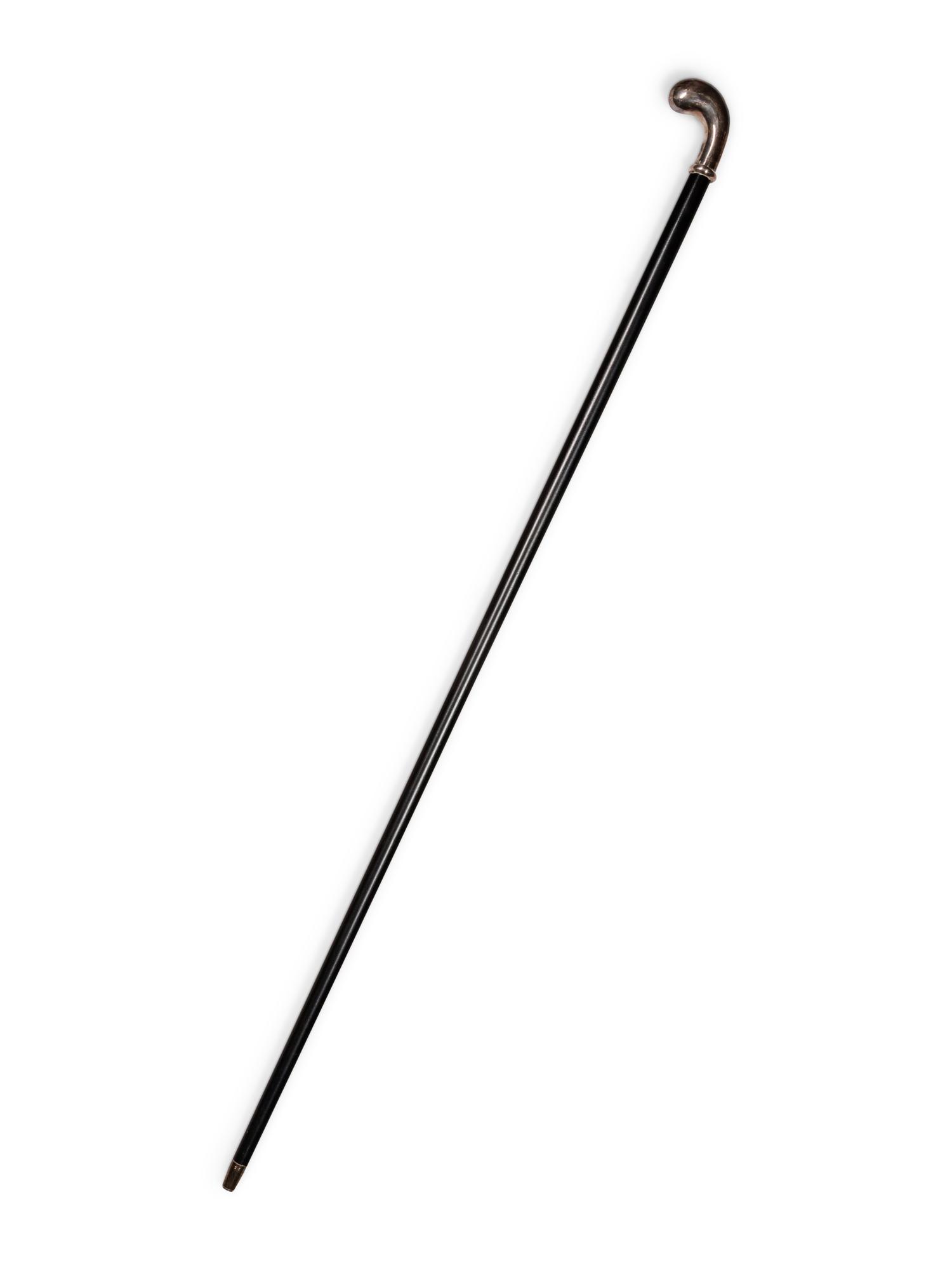 An English Silver Mounted and Ebonized Walking Stick