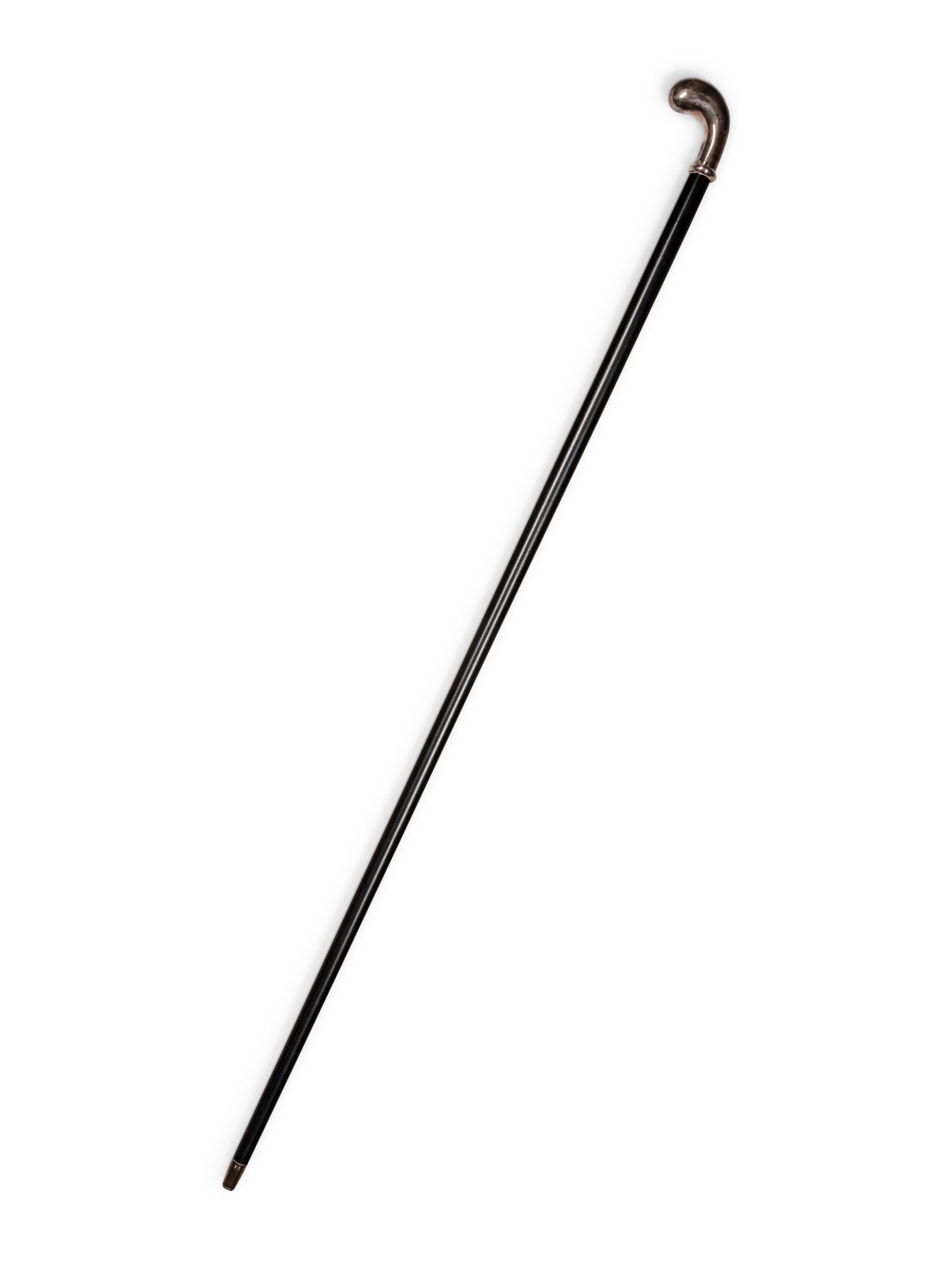 An English Silver Mounted and Ebonized Walking Stick