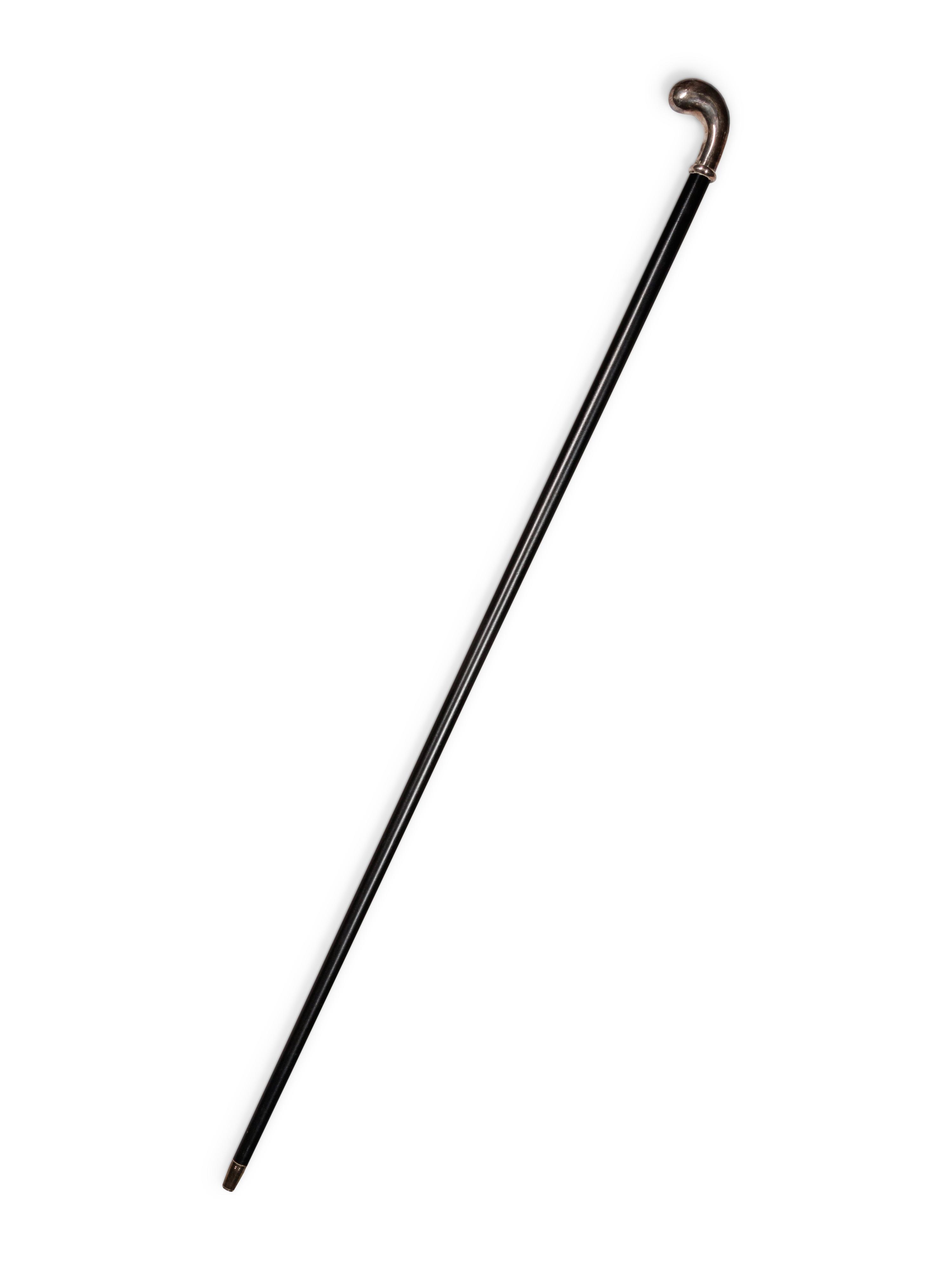 An English Silver Mounted and Ebonized Walking Stick