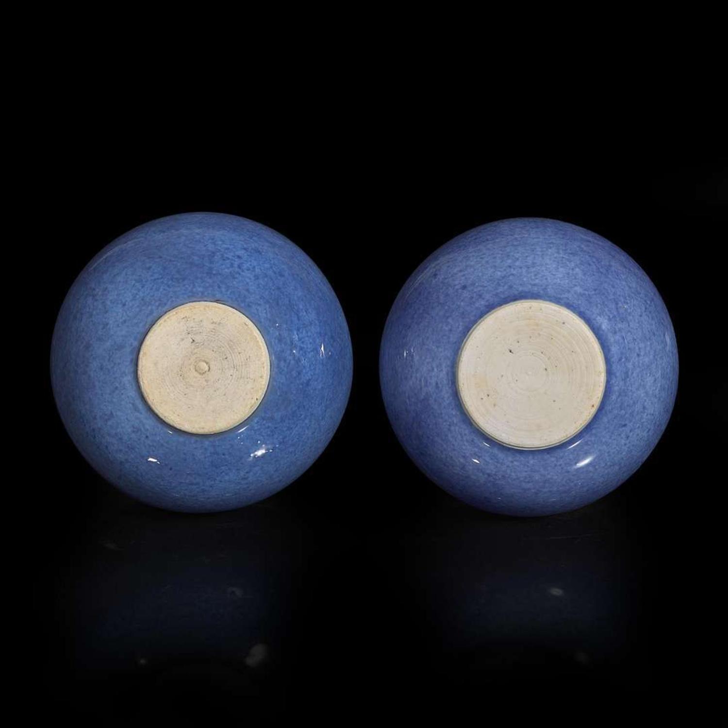 A pair of Chinese powder blue-glazed bottle vases 洒蓝地赏瓶一对 Kangxi period ???