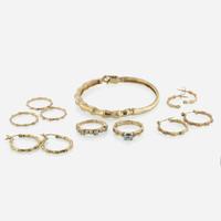A Collection of Bamboo Style Yellow Gold Jewelry