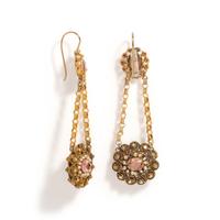 GEORGIAN, YELLOW GOLD, TOPAZ AND SEED PEARL EARRINGS