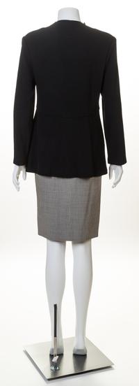 A Geoffrey Beene Black Jacket, Pant and Skirt Ensemble, Each size 8.