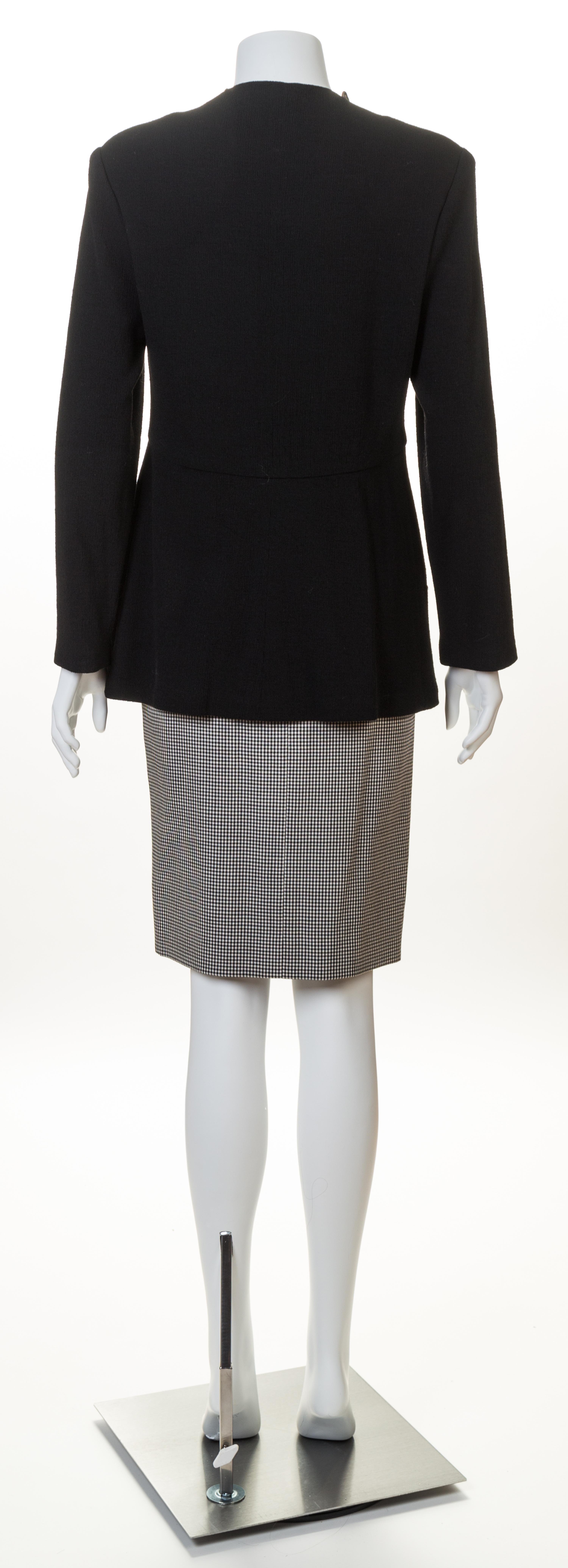 A Geoffrey Beene Black Jacket, Pant and Skirt Ensemble, Each size 8.