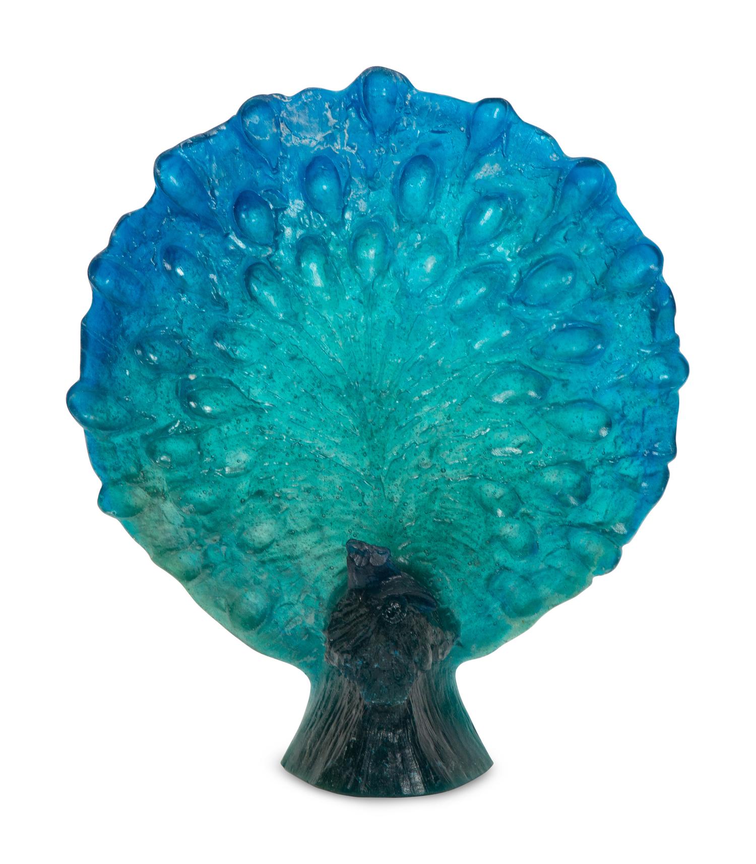 A Daum Pâte de Verre Paon Sculpture