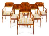 A Set of Six Russian Empire Parcel Gilt Mahogany Armchairs Height 34 3/4 inches. — 19TH CENTURY