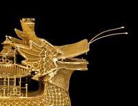 A Chinese Gilt Filigree Dragon Boat