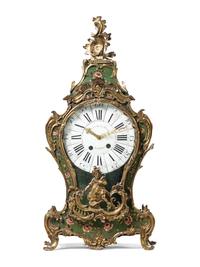 A Louis XV Gilt Bronze Mounted Painted Clock and Bracket