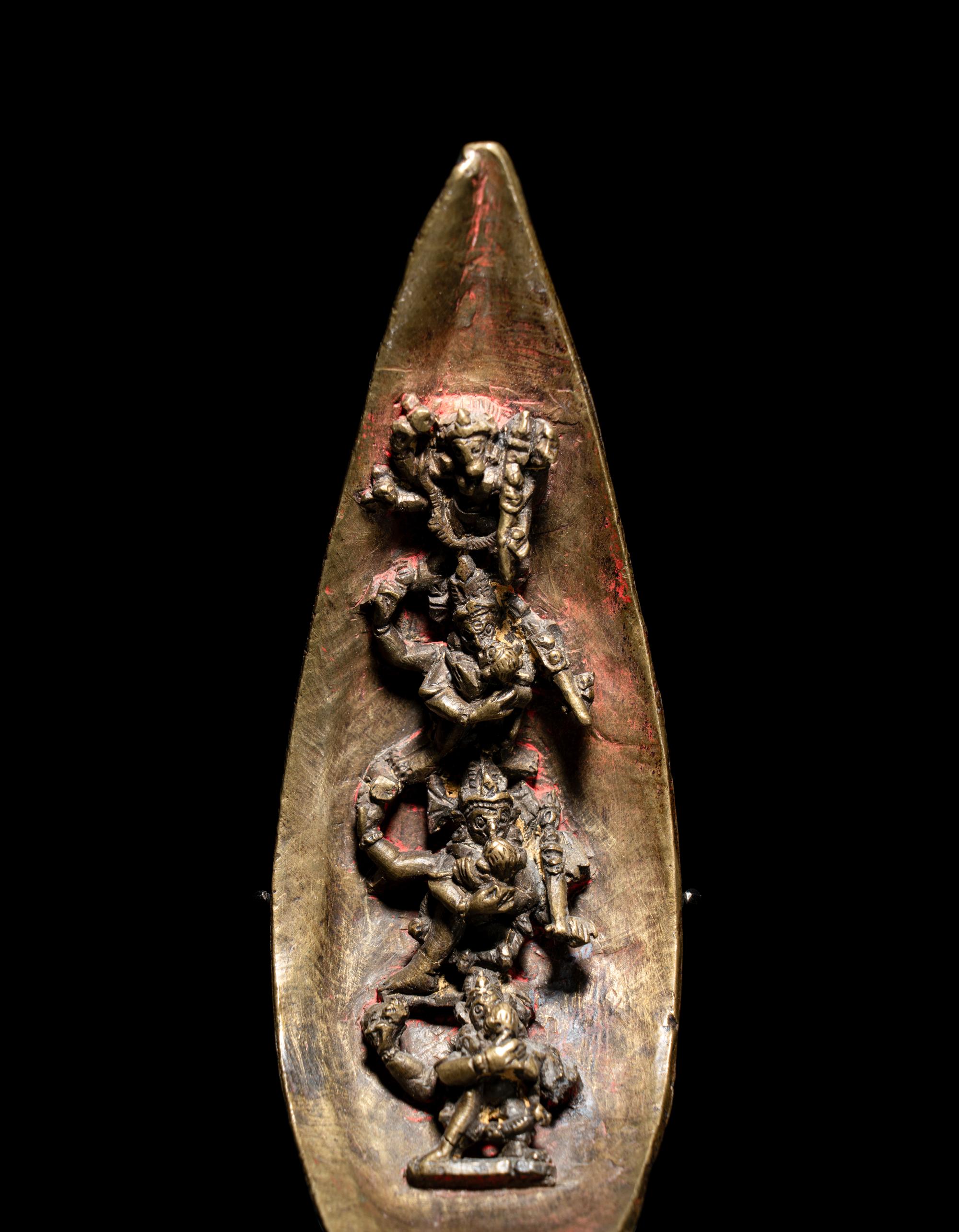 Two Tibetan Bronze Mandala Leaves