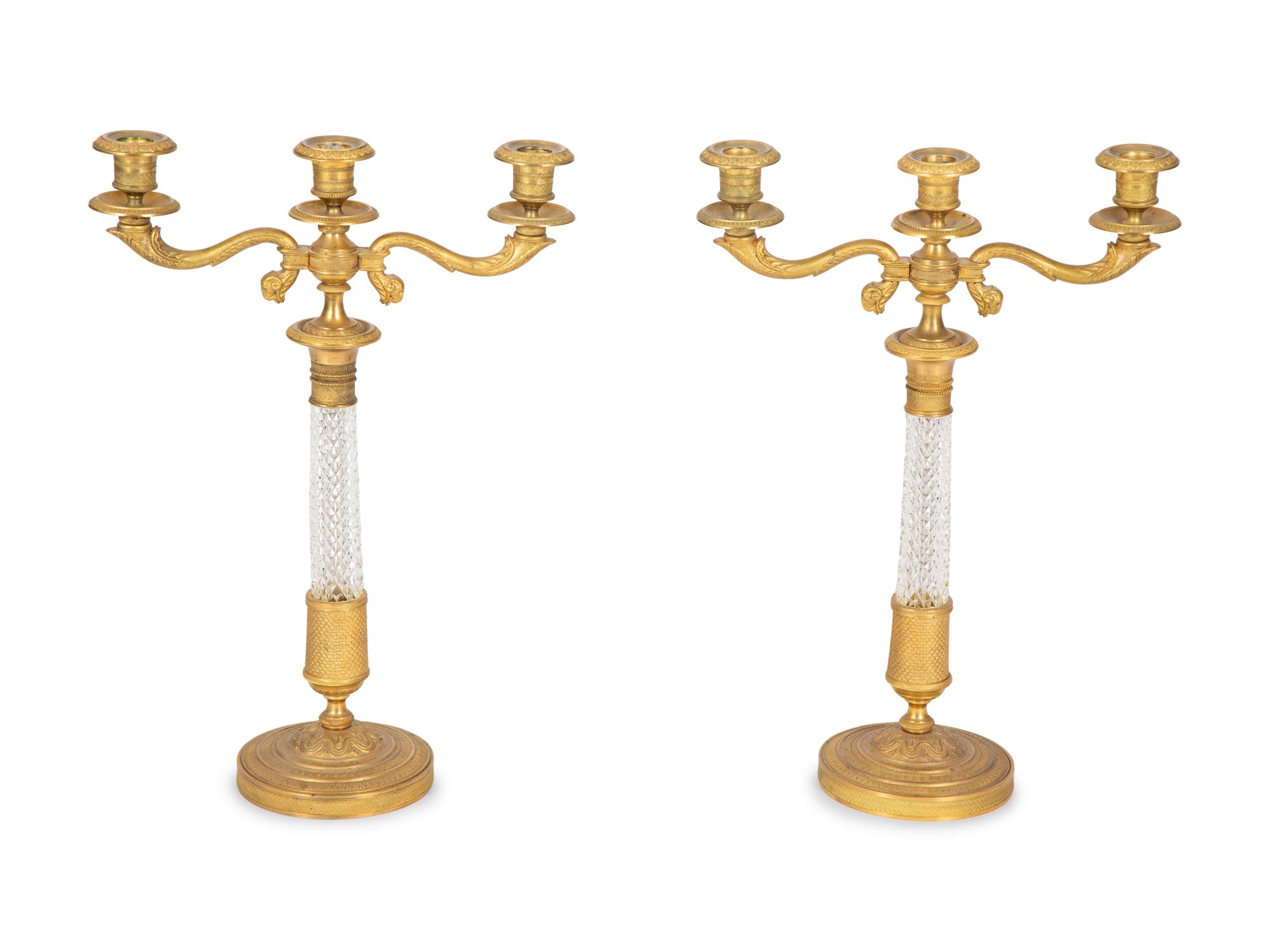 An Austrian Gilt Bronze and Cut Glass Table Garniture — 20TH CENTURY