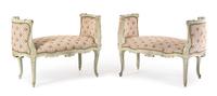 A Pair of Louis XV Style Painted Window Seats Height 29 x width 42 1/4 inches. — 20TH CENTURY