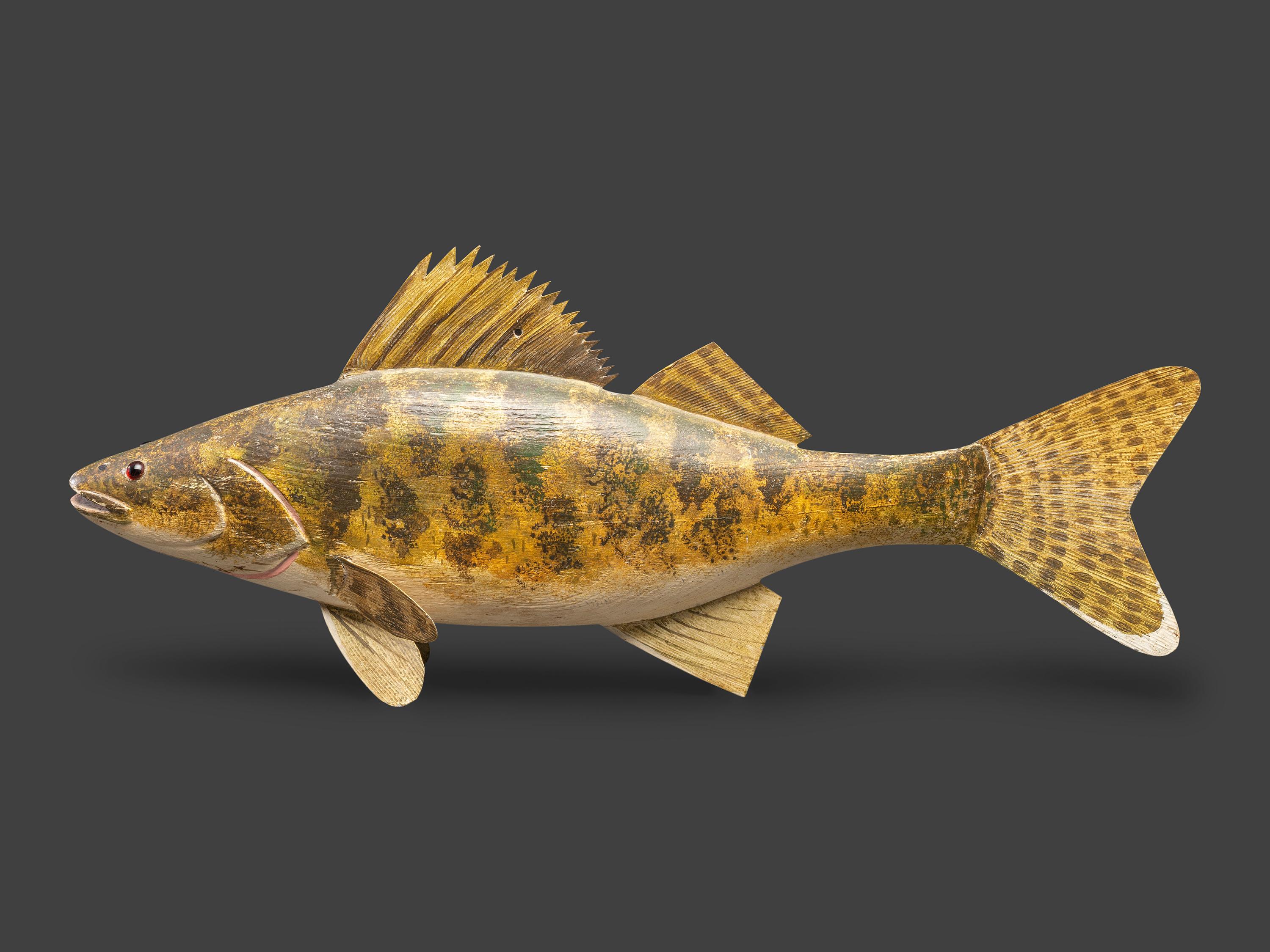 A Carved and Painted Wood Walleye Decoy