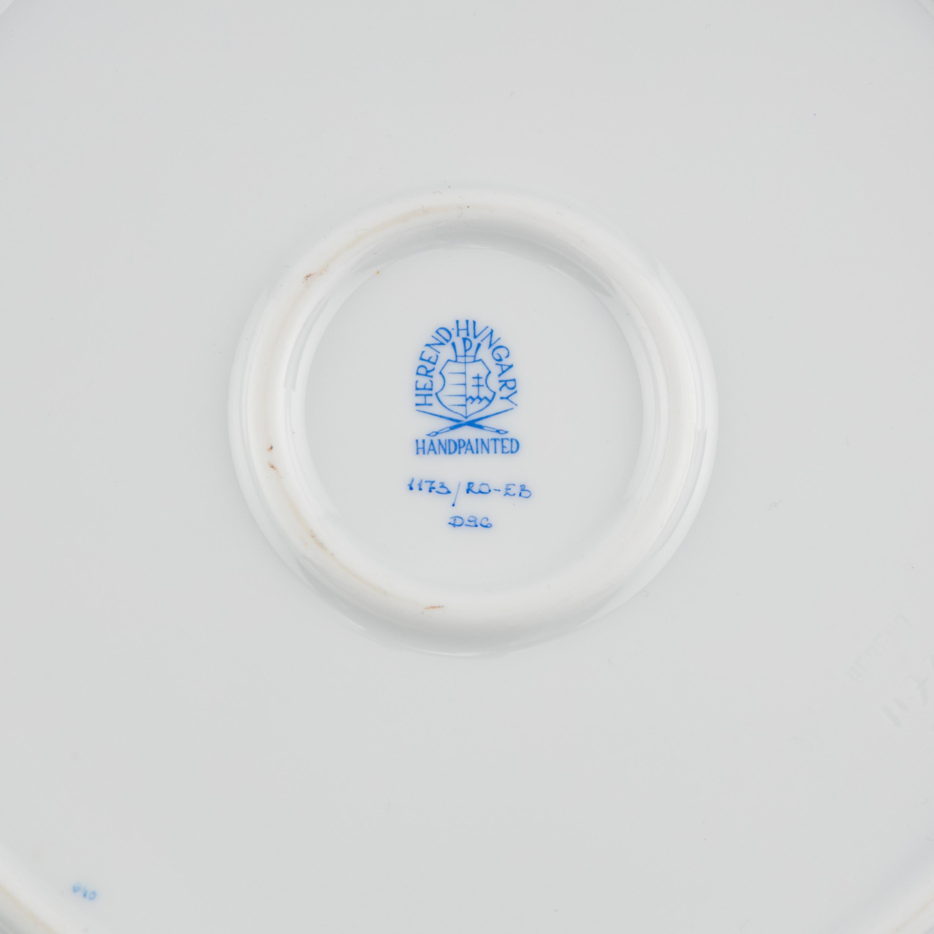 Three Herend Rothschild Bird Porcelain Serving Articles