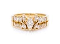 A 14 Karat Yellow Gold and Diamond Ring Set, 3.20 dwts.