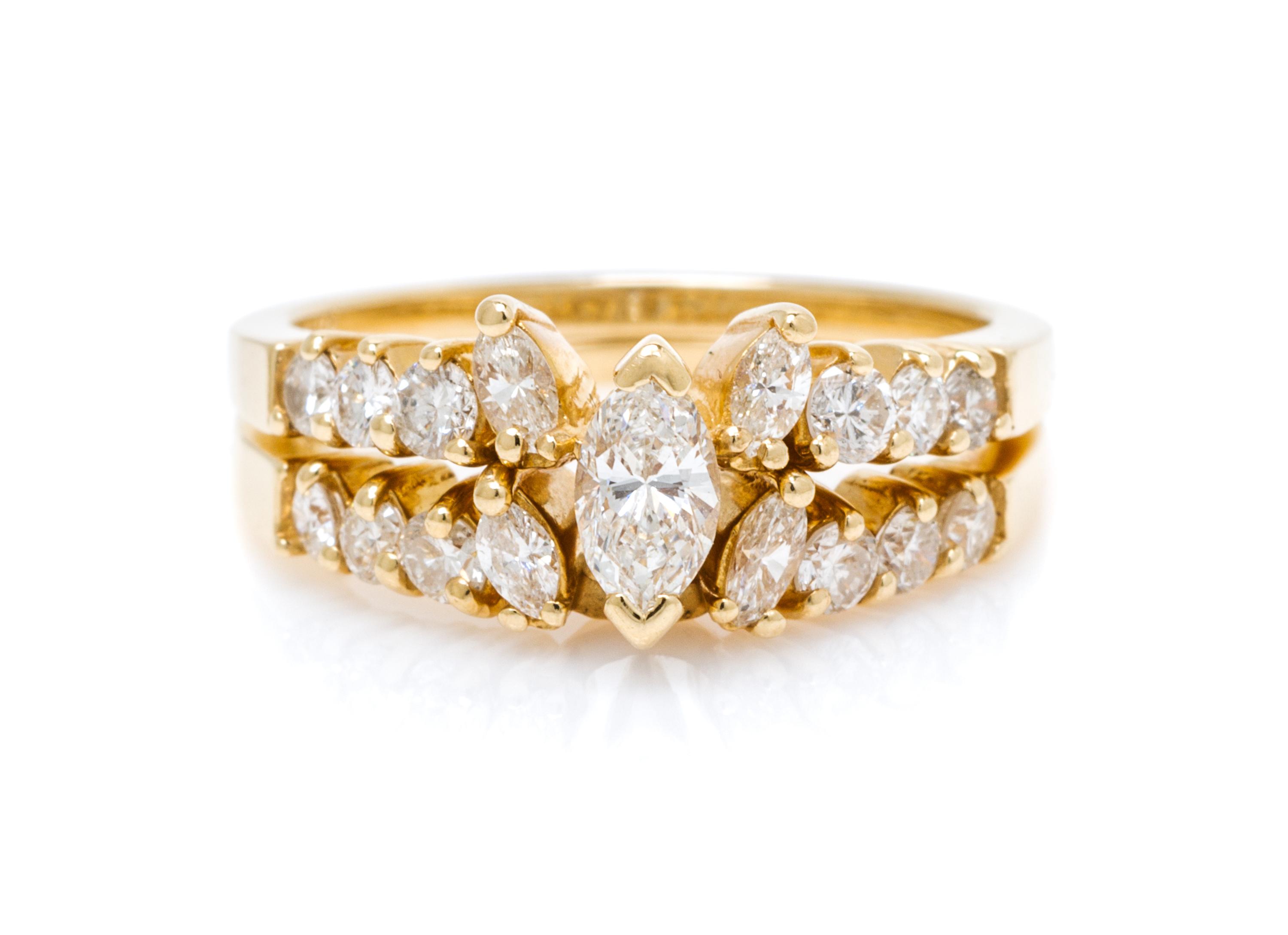 A 14 Karat Yellow Gold and Diamond Ring Set, 3.20 dwts.