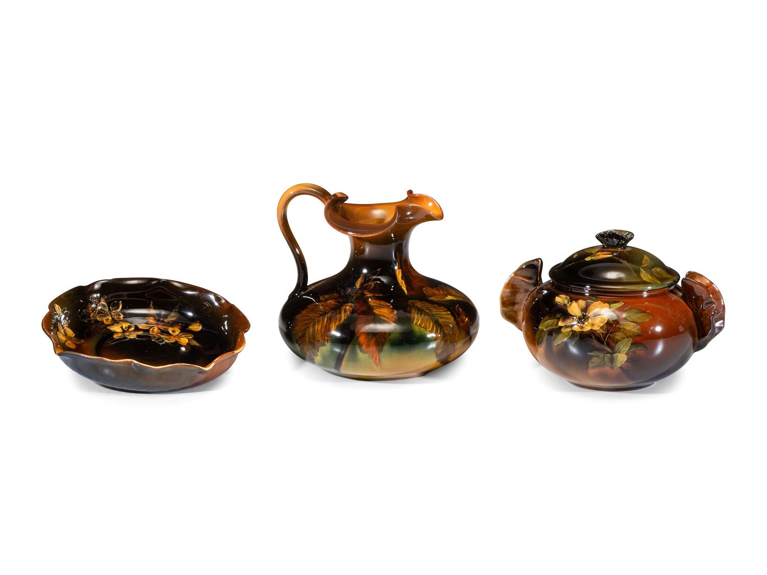 Three Rookwood Pottery Standard Glaze Table Articles, Including Artist Decorated Examples