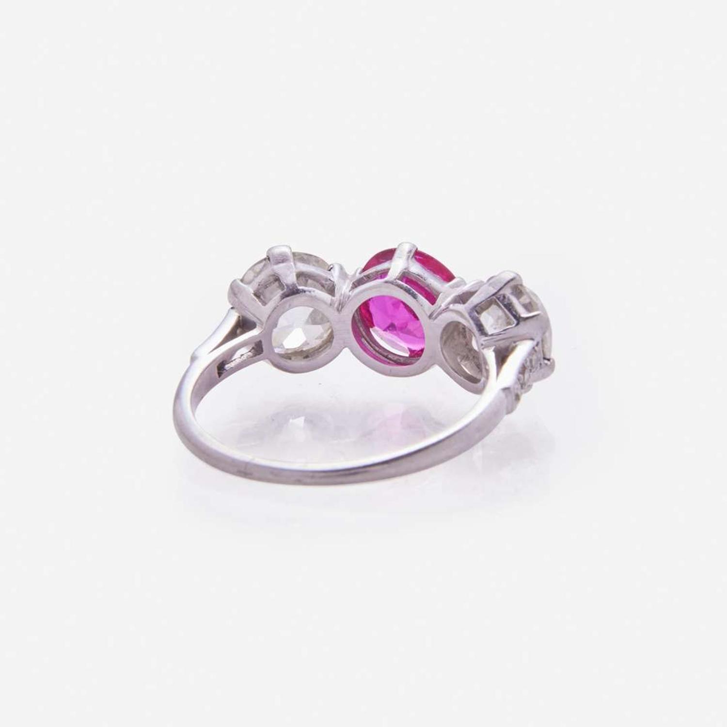 An Antique Three-Stone Ruby and Diamond Ring