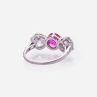 An Antique Three-Stone Ruby and Diamond Ring