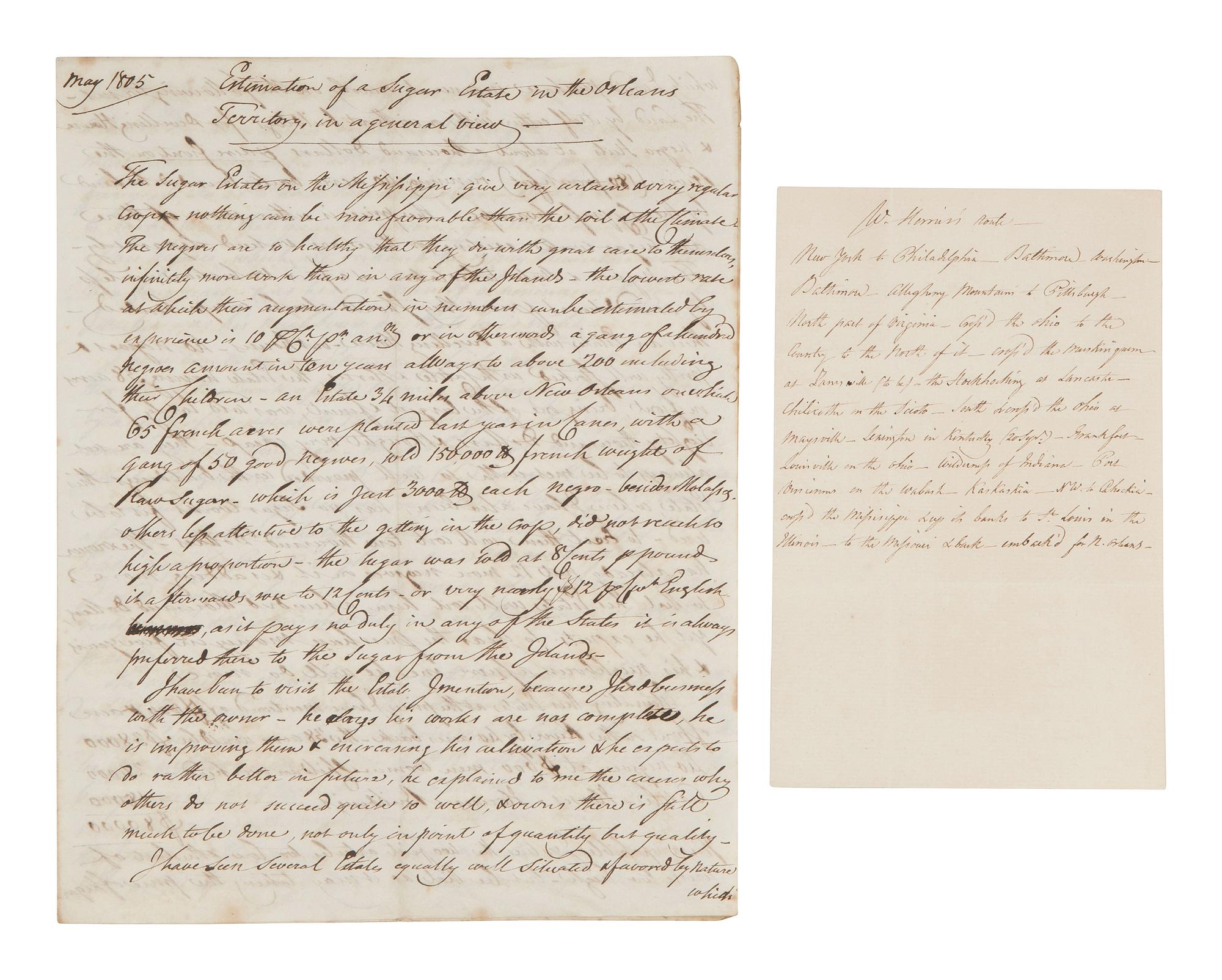 [WESTERN AMERICANA] -- [REPUBLIC OF WEST FLORIDA]. Letters of William Herries (1748-1811), British banker turned American entrepreneur, incl. description of meeting President Jefferson and his journey from New York to New Orleans, 1804-1811.