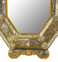 A Venetian Etched Glass Mirror with Beaded Embellishments