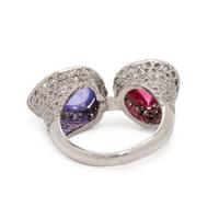 RUBELLITE, TANZANITE AND DIAMOND RING