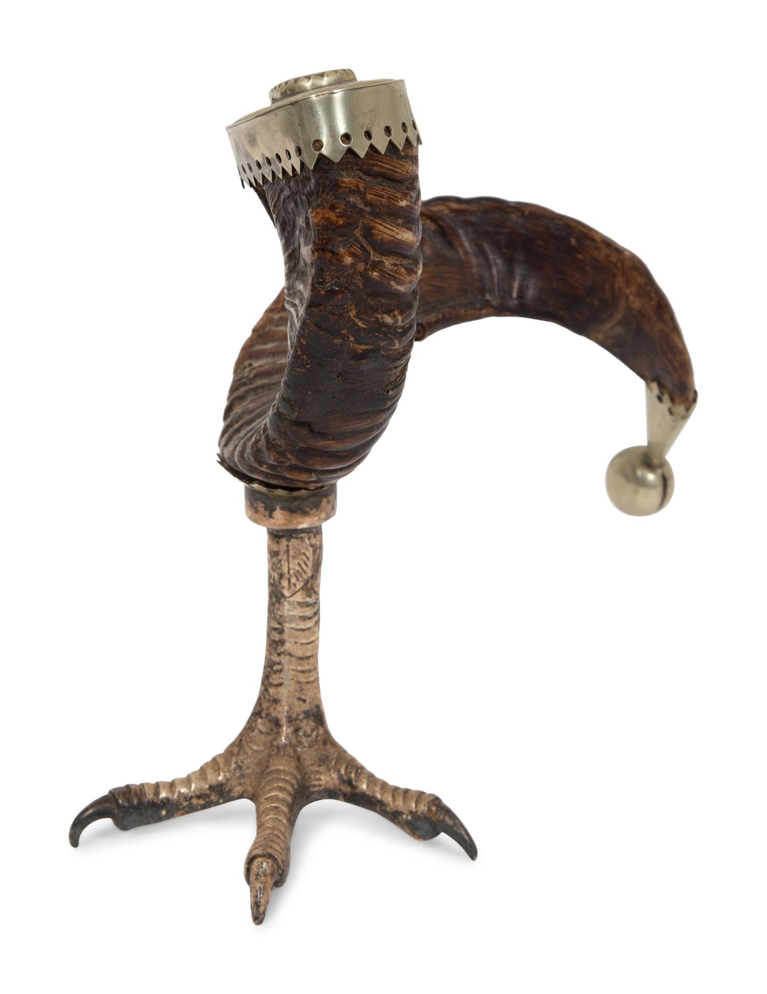 An Anthony Redmile Ram's Horn on Silver-Plate Claw Foot