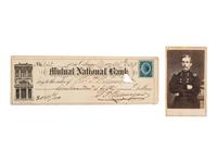[CIVIL WAR]. BEAUREGARD, P.G.T. (1818-1893). Signed check and CDV.