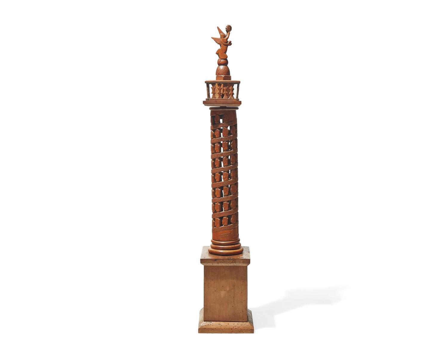 A Carved Wooden Architectural Model of a Column of French Kings and Presidents, France, 1920s