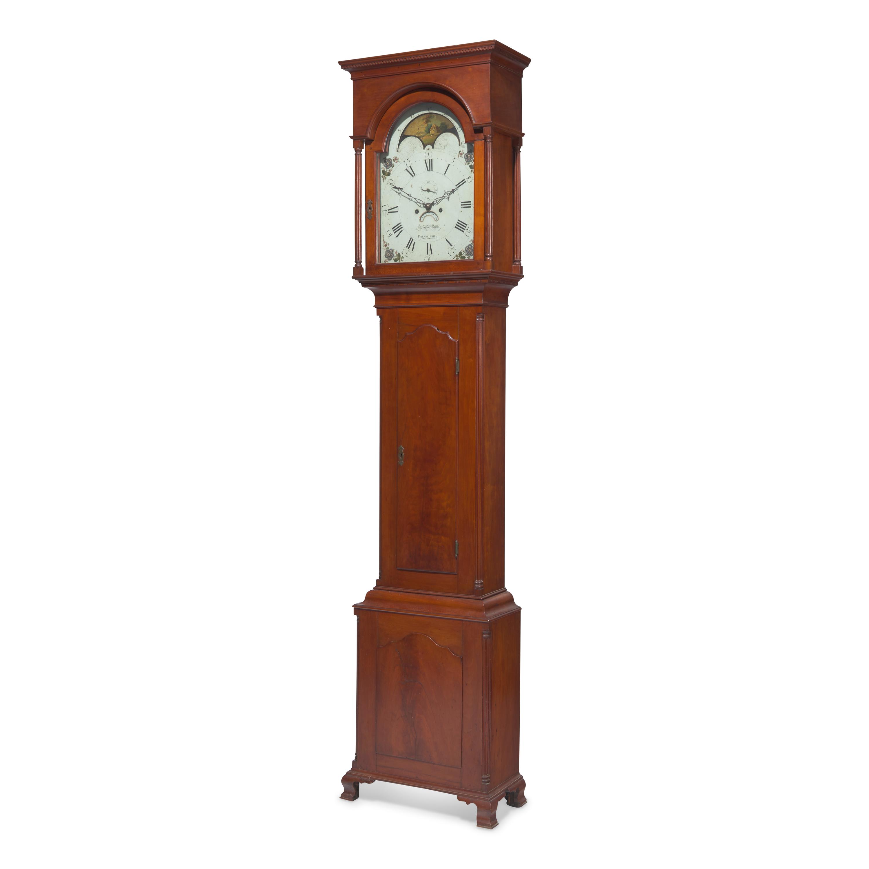 A Chippendale Cherry Tall Case Clock