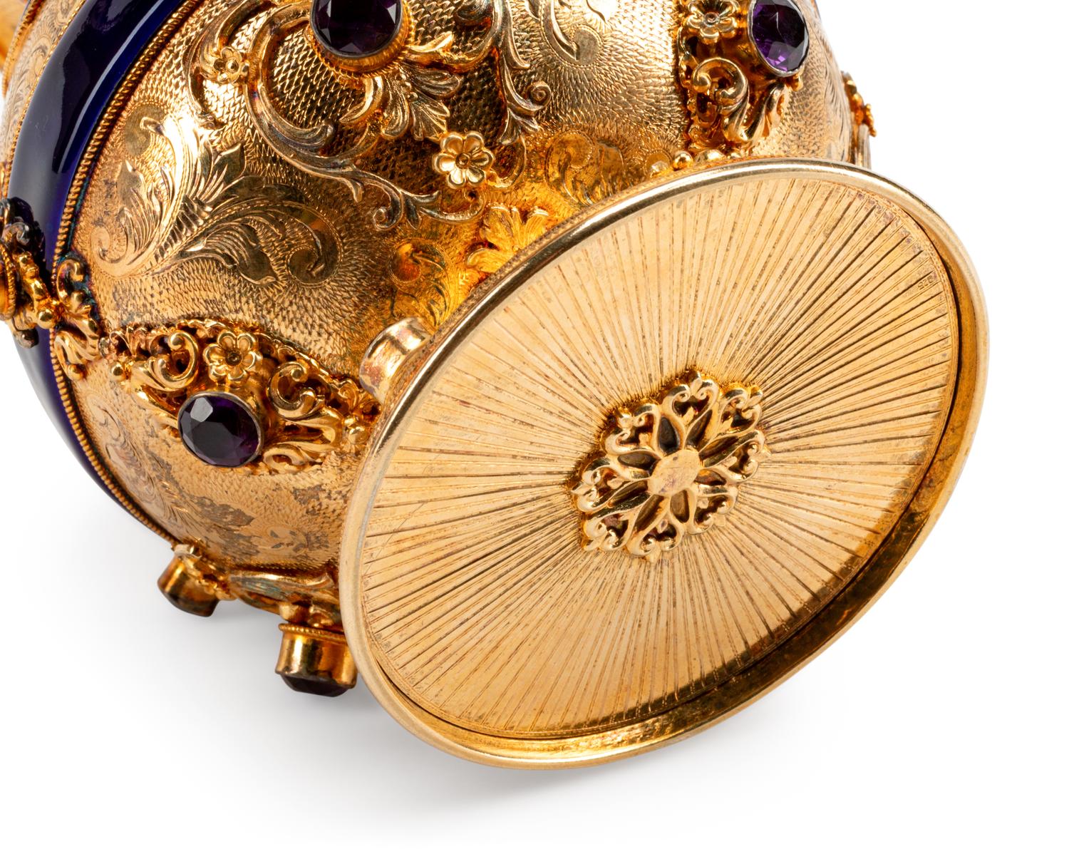 A Continental Amethyst Mounted and Enameled Silver-Gilt Ewer