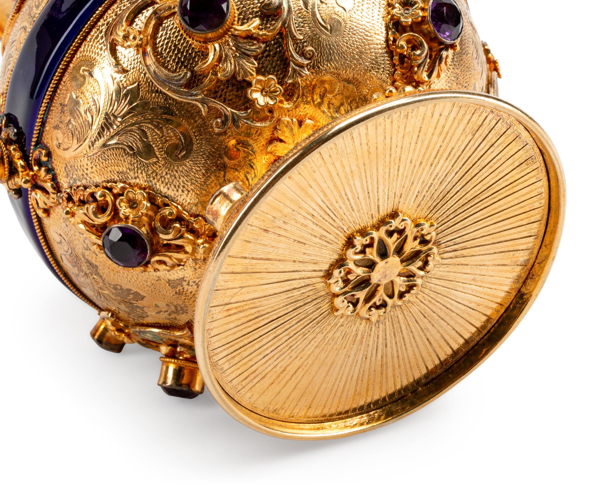 A Continental Amethyst Mounted and Enameled Silver-Gilt Ewer