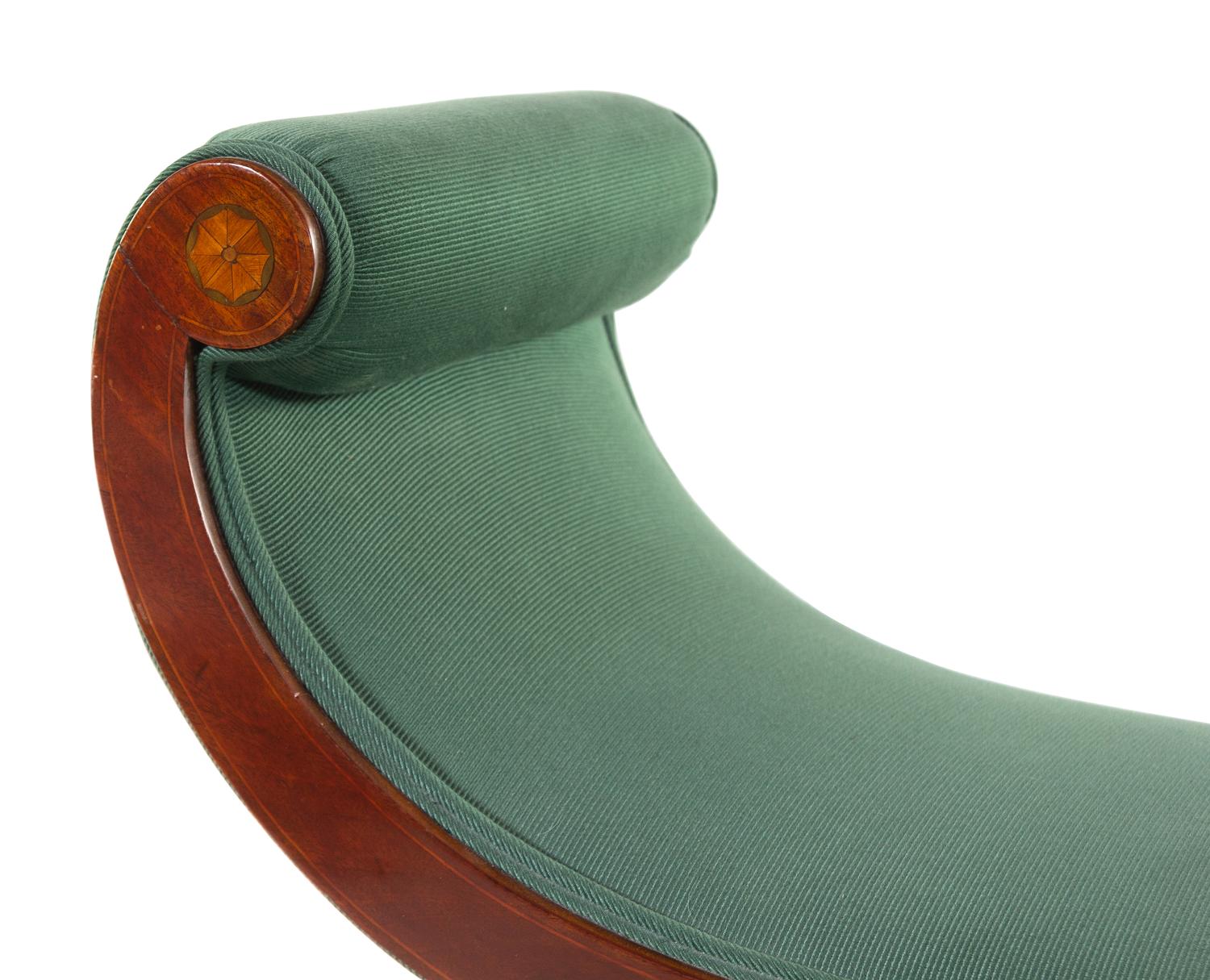A Federal Satinwood Inlaid Mahogany Curule Window Bench