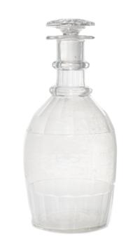 A Russian Etched Glass Decanter, 19th/20th Century, of faceted, baluster form with stopper, etched with a double-headed eagle with anch