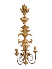 A Pair of Louis XV Style Giltwood Two-Light Wall Sconces — EARLY 20TH CENTURY