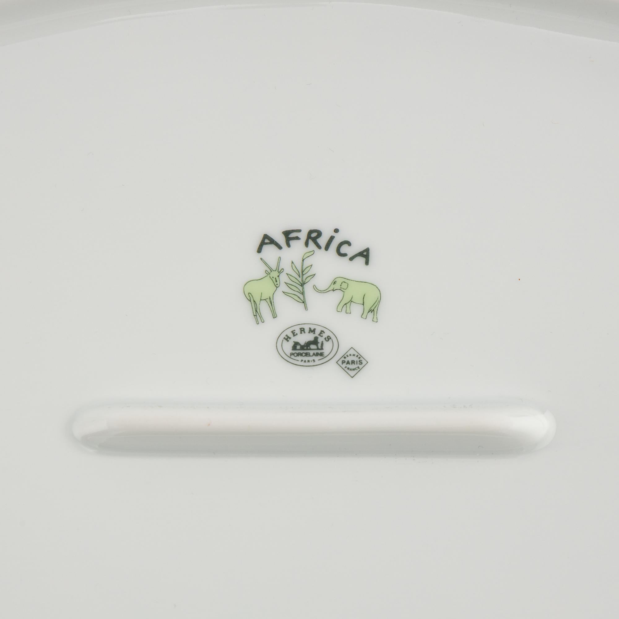 Two Hermès Africa Porcelain Serving Articles