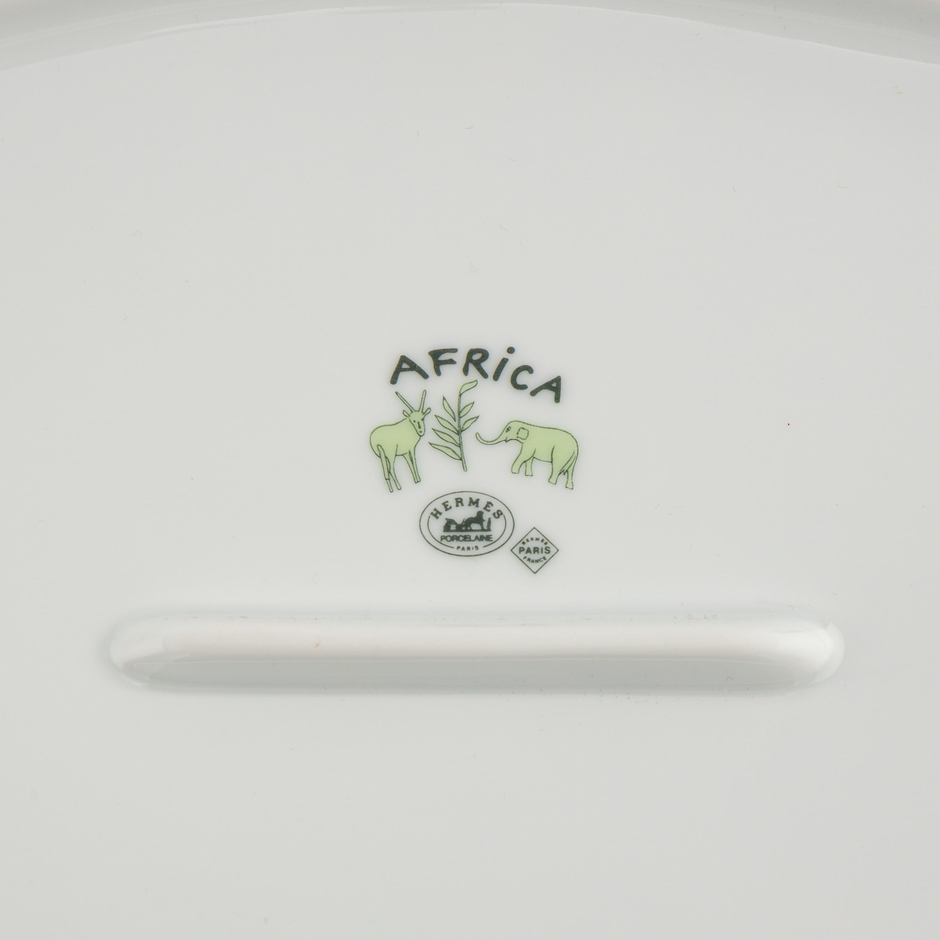 Two Hermès Africa Porcelain Serving Articles