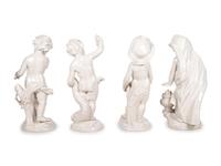 A Set of Four Large Nymphenberg White Glazed Porcelain Figures Allegorical of the Seasons